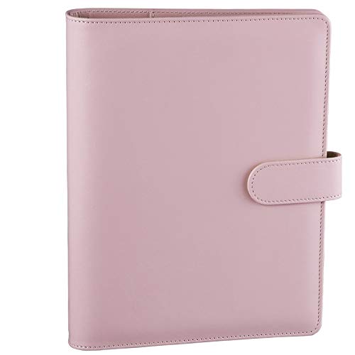 Antner A5 PU Leather Binder 6-Ring Notebook Binder Cover for A5 Filler Paper, Refillable A5 Personal Planner Budget Binder with Magnetic Buckle Closure, Yellow