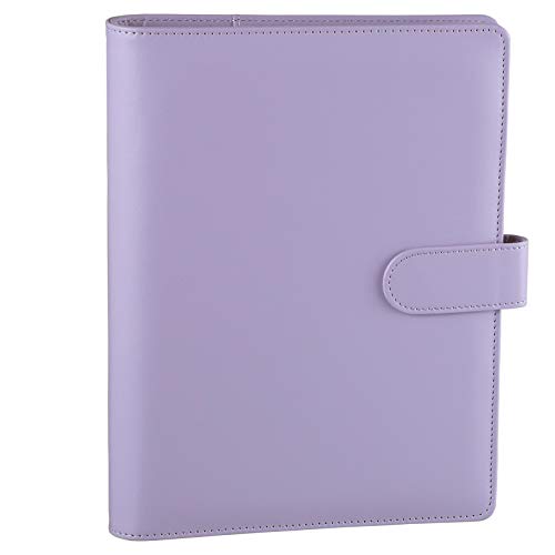 Antner A5 PU Leather Binder 6-Ring Notebook Binder Cover for A5 Filler Paper, Refillable A5 Personal Planner Budget Binder with Magnetic Buckle Closure, Yellow