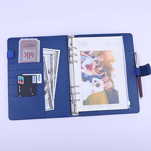 Antner A5 PU Leather Binder 6-Ring Notebook Binder Cover for A5 Filler Paper, Refillable A5 Personal Planner Budget Binder with Magnetic Buckle Closure, Yellow