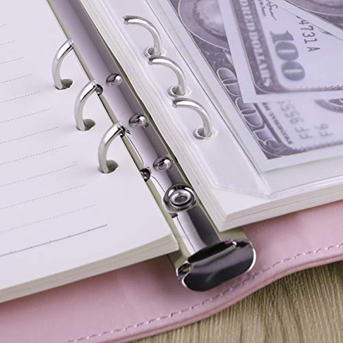 Antner A5 PU Leather Binder 6-Ring Notebook Binder Cover for A5 Filler Paper, Refillable A5 Personal Planner Budget Binder with Magnetic Buckle Closure, Yellow