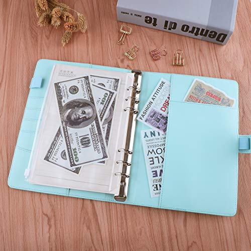 Antner A5 PU Leather Binder 6-Ring Notebook Binder Cover for A5 Filler Paper, Refillable A5 Personal Planner Budget Binder with Magnetic Buckle Closure, Yellow