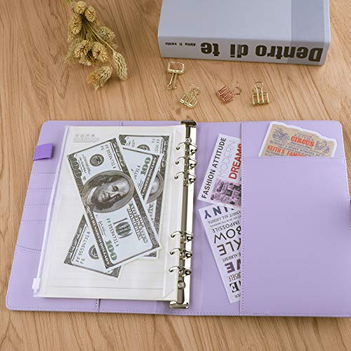 Antner A5 PU Leather Binder 6-Ring Notebook Binder Cover for A5 Filler Paper, Refillable A5 Personal Planner Budget Binder with Magnetic Buckle Closure, Yellow