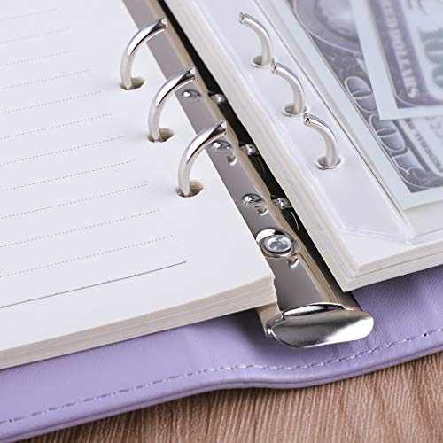 Antner A5 PU Leather Binder 6-Ring Notebook Binder Cover for A5 Filler Paper, Refillable A5 Personal Planner Budget Binder with Magnetic Buckle Closure, Yellow