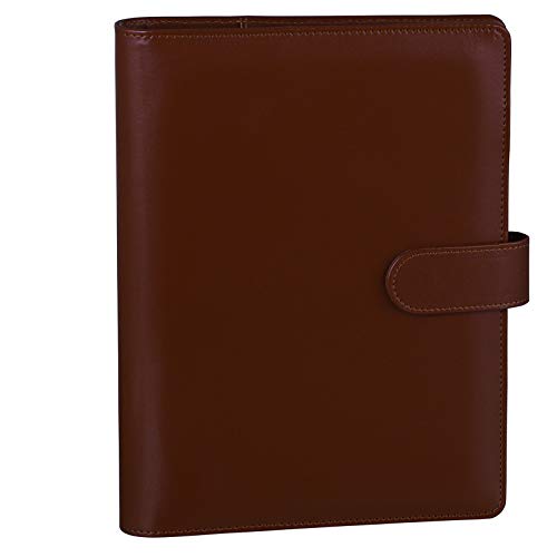 Antner A5 PU Leather Binder 6-Ring Notebook Binder Cover for A5 Filler Paper, Refillable A5 Personal Planner Budget Binder with Magnetic Buckle Closure, Yellow