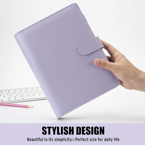 Sooez A5 Notebook Binder, 6 Ring Planner with Stylish Design, Loose Leaf Personal Organizer Binder Cover with Magnetic Buckle Closure, PU Leather Binder for Women with Macaron Colors(Dark Green)