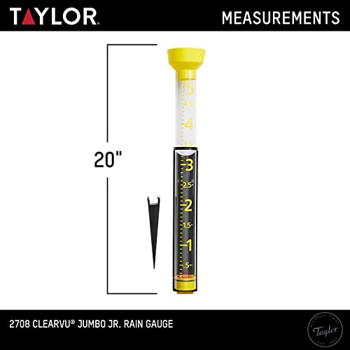 Taylor 5 Inch Capacity Jumbo JR Rain Gauge, Yellow