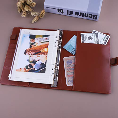 Antner A5 PU Leather Binder 6-Ring Notebook Binder Cover for A5 Filler Paper, Refillable A5 Personal Planner Budget Binder with Magnetic Buckle Closure, Yellow