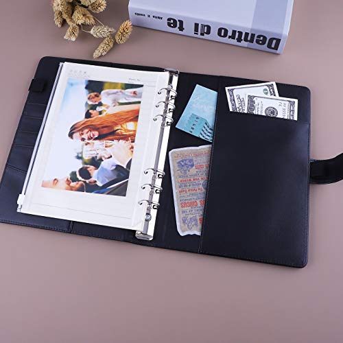 Antner A5 PU Leather Binder 6-Ring Notebook Binder Cover for A5 Filler Paper, Refillable A5 Personal Planner Budget Binder with Magnetic Buckle Closure, Yellow