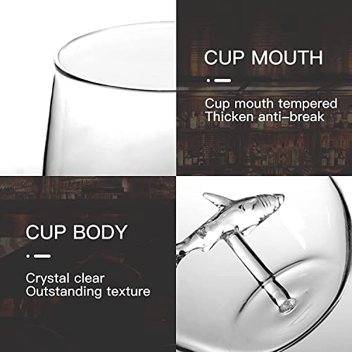 PolSurdy Stemless Wine Glasses with Shark Inside, Shark Wine Glass Set of 2 for Shark Lover Gifts,Goblet Wine Cocktail Juice Glass for Housewarming, Wedding, Kitchen Bar Celebration (18OZ,2Pcs)…