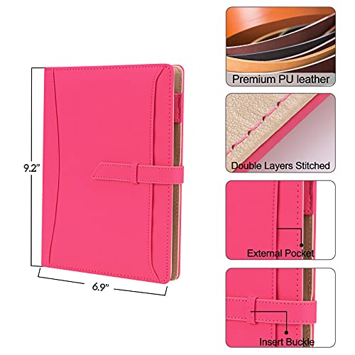 A5 Binder Journal Notebook, Refillable 6 Ring Faux Leather Personal Planner Organizer for 6 Hole A5 Filler Paper, Orange