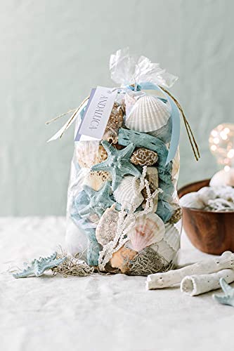 ANDALUCA Ocean Plumes Scented Seashell Potpourri | Made in California | Large 20 oz Bag + Fragrance Vial | Scents of Orange, Lime, Bergamot, Lily, Rose and Tonka Beans | Coastal Home Decor