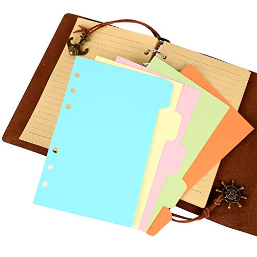 ORENDEBON Leather Travel Journal, Refillable Notebook Vintage Spiral Bound Notepad Diary to Write in for Men with Lined Pages 3 Pockets and 5 Dividers A6-(5” x7.3”, Lake Blue)