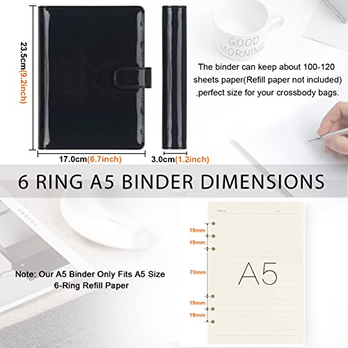 Toplive A5 Binder 6 Round Ring Binder Leather Budget Planner Notebook Cover for A5 Filler Paper Laser Pink with Magnetic Buckle Closure