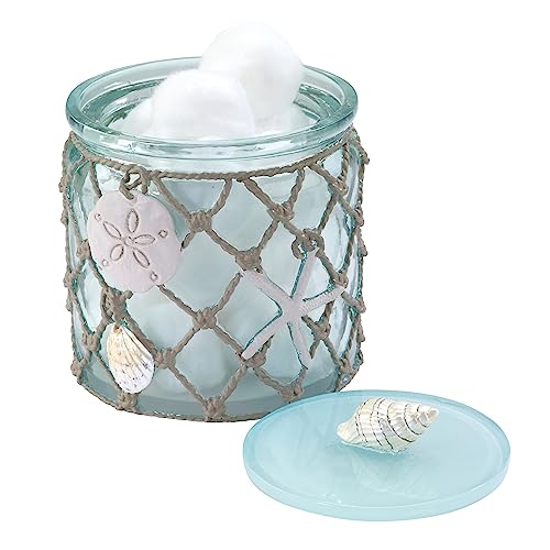 Avanti Linens - Covered Jar, Resin Countertop Organizer, Beach Inspired Bathroom Accessories (Seaglass Collection)