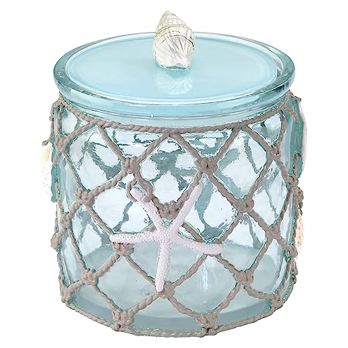 Avanti Linens - Covered Jar, Resin Countertop Organizer, Beach Inspired Bathroom Accessories (Seaglass Collection)