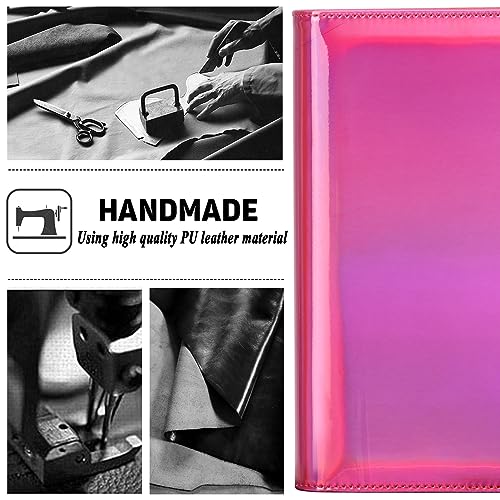 Toplive A5 Binder 6 Round Ring Binder Leather Budget Planner Notebook Cover for A5 Filler Paper Laser Pink with Magnetic Buckle Closure