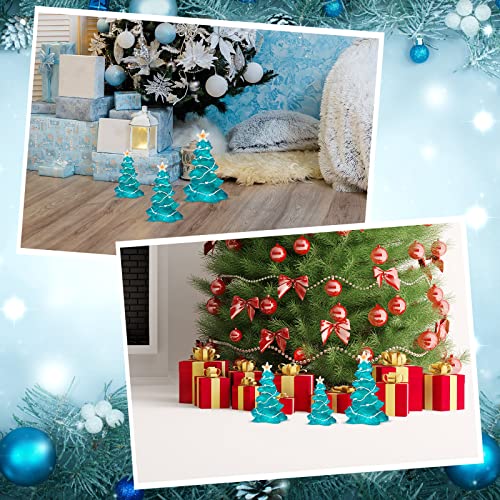 3 Pcs Christmas Trees Decoration Ocean Beach Resin Christmas Trees Crystal Blue Christmas Tree Tabletop Miniature Christmas Tree Figurine for Xmas Party Desktop Decor Gift Ornaments