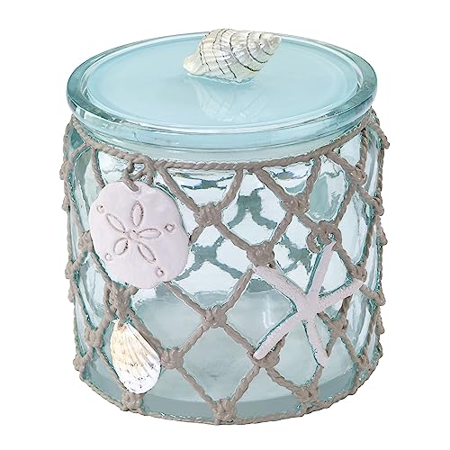 Avanti Linens - Covered Jar, Resin Countertop Organizer, Beach Inspired Bathroom Accessories (Seaglass Collection)