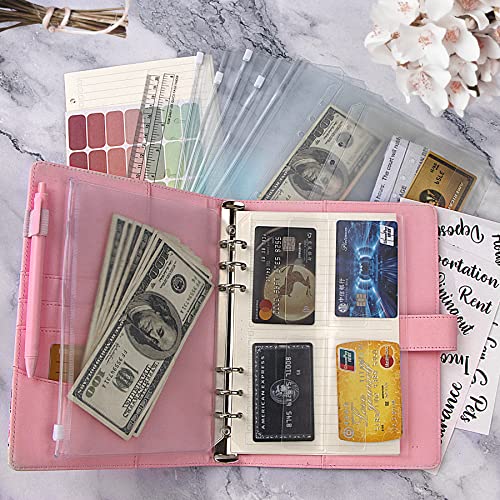 BVYA A5 Budget Binder, Premium PU Leather Loose Leaf Notebook Binder Cover, Financial Management Notebook Binder