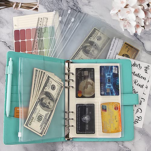 BVYA A5 Budget Binder, Premium PU Leather Loose Leaf Notebook Binder Cover, Financial Management Notebook Binder
