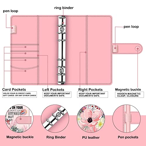 BVYA A5 Budget Binder, Premium PU Leather Loose Leaf Notebook Binder Cover, Financial Management Notebook Binder