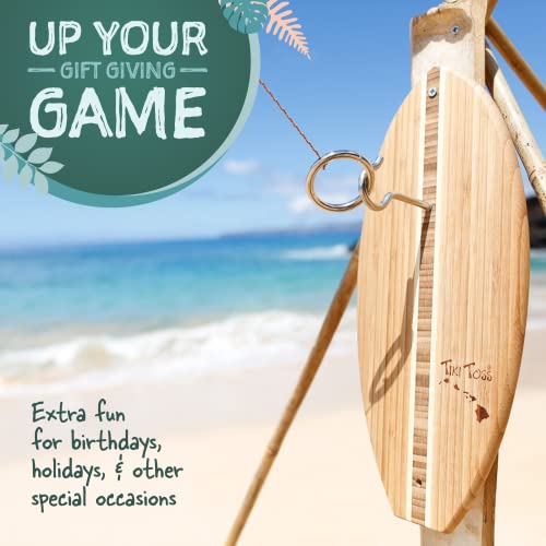 Tiki Toss Ring Toss Game for Adults – 13 Inch Surfboard Edition - Hook and Ring Game for Outdoor & Indoor Use, Gift for Husband, dad, College Boys
