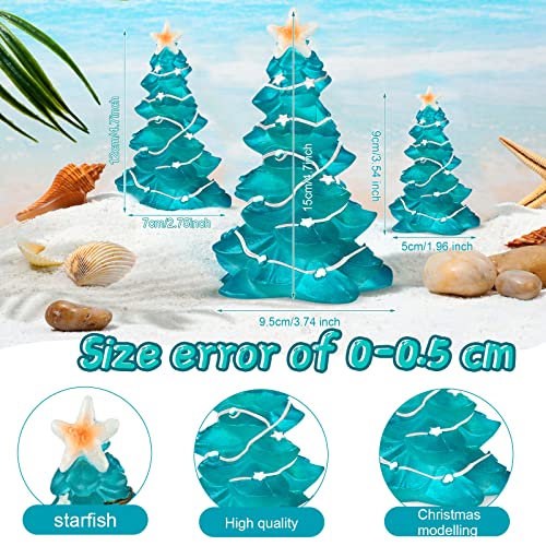 3 Pcs Christmas Trees Decoration Ocean Beach Resin Christmas Trees Crystal Blue Christmas Tree Tabletop Miniature Christmas Tree Figurine for Xmas Party Desktop Decor Gift Ornaments