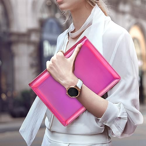Toplive A5 Binder 6 Round Ring Binder Leather Budget Planner Notebook Cover for A5 Filler Paper Laser Pink with Magnetic Buckle Closure