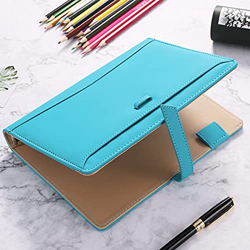 A5 Binder Journal Notebook, Refillable 6 Ring Faux Leather Personal Planner Organizer for 6 Hole A5 Filler Paper, Orange