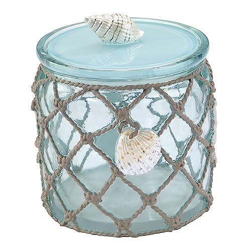Avanti Linens - Covered Jar, Resin Countertop Organizer, Beach Inspired Bathroom Accessories (Seaglass Collection)