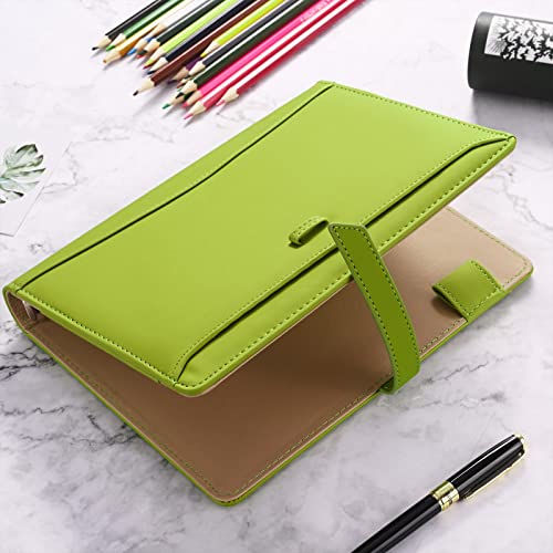 A5 Binder Journal Notebook, Refillable 6 Ring Faux Leather Personal Planner Organizer for 6 Hole A5 Filler Paper, Orange