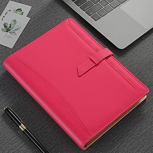 A5 Binder Journal Notebook, Refillable 6 Ring Faux Leather Personal Planner Organizer for 6 Hole A5 Filler Paper, Orange