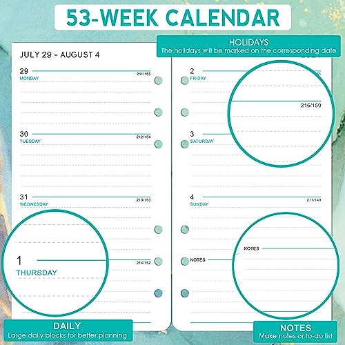 2024 Planner Refills - Planner Refills 2024, Jan 2024 - Dec 2024, A6 Planner Inserts 2024, 3.75" x 6.75", 2024 Weekly and Monthly Planner Refills, A6 Planner Refills, 6-Hole Punched - Green