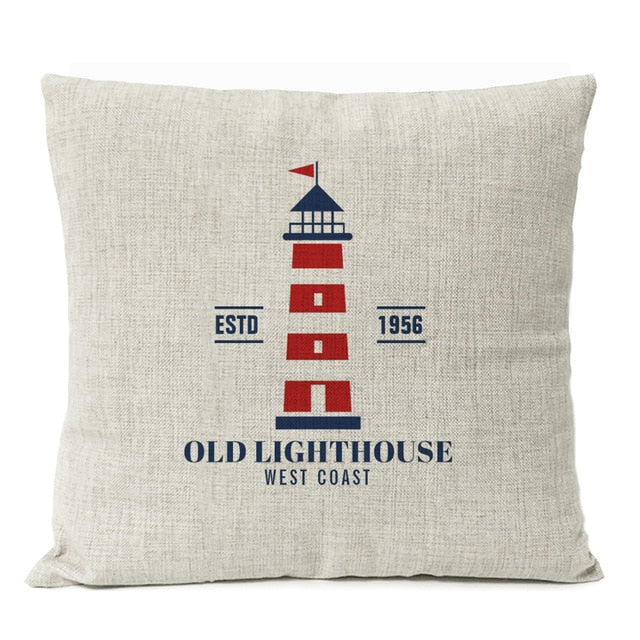 Navigation Blue Compass Anchor Pillow Cover Nautical Shell Fish Linen Pillow Case Home Decorative Mediterranean cushion cover