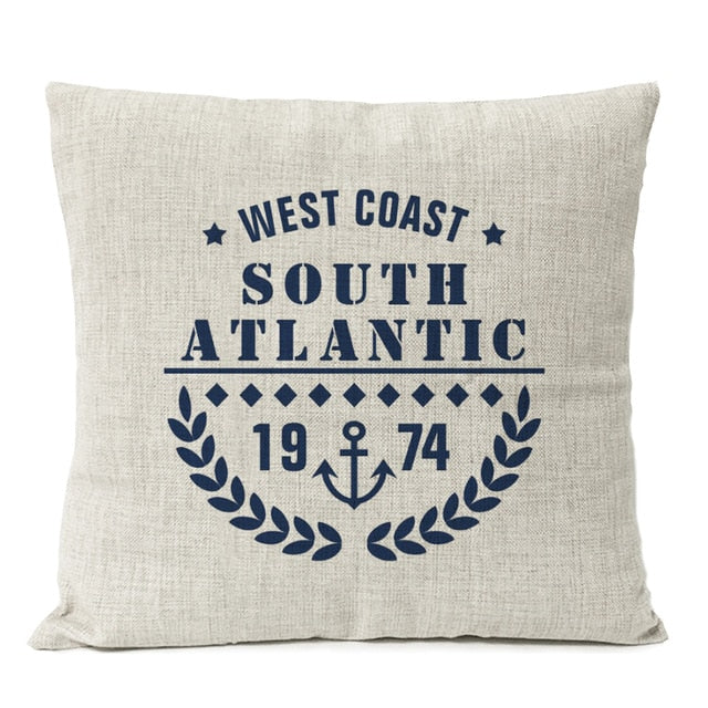 Navigation Blue Compass Anchor Pillow Cover Nautical Shell Fish Linen Pillow Case Home Decorative Mediterranean cushion cover