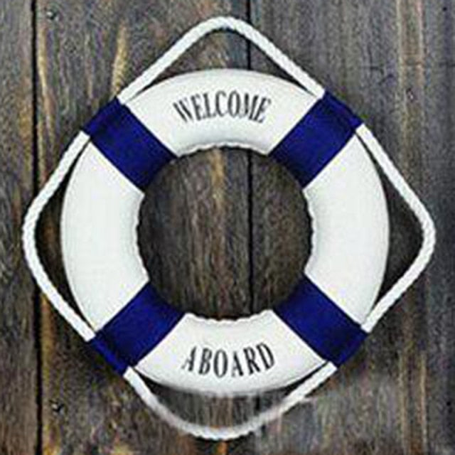 Nautical Style Welcome Decorative Red Blue Life Buoy Home Marine Beach Wall Decoration Life Buoy Crafts Living Room Decoration