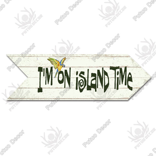 Putuo Decor Beach Arrow Wooden Wall Plaque Sign Beach Seaside Road Guide Wall Decoration Indicator Hanging Beach House Deocr