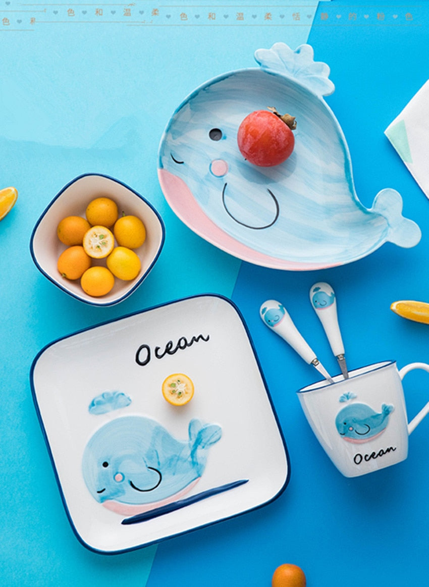 Children's dishes and cutlery set lovely creative bowls household dishes odd shaped dishes health ceramics gift baby dinnerware