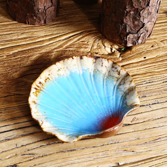 Nordic Mediterranean Three Types 16*12*2cm Snack Fruit Disk Ceramic Starfish Conch Seashells Compote Dish Soap Box