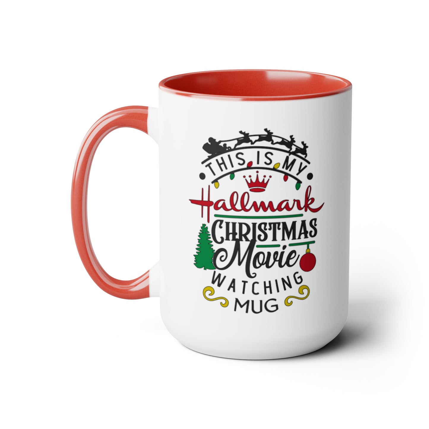 Red Two Toned Holiday Movie Watching Coffee Mug