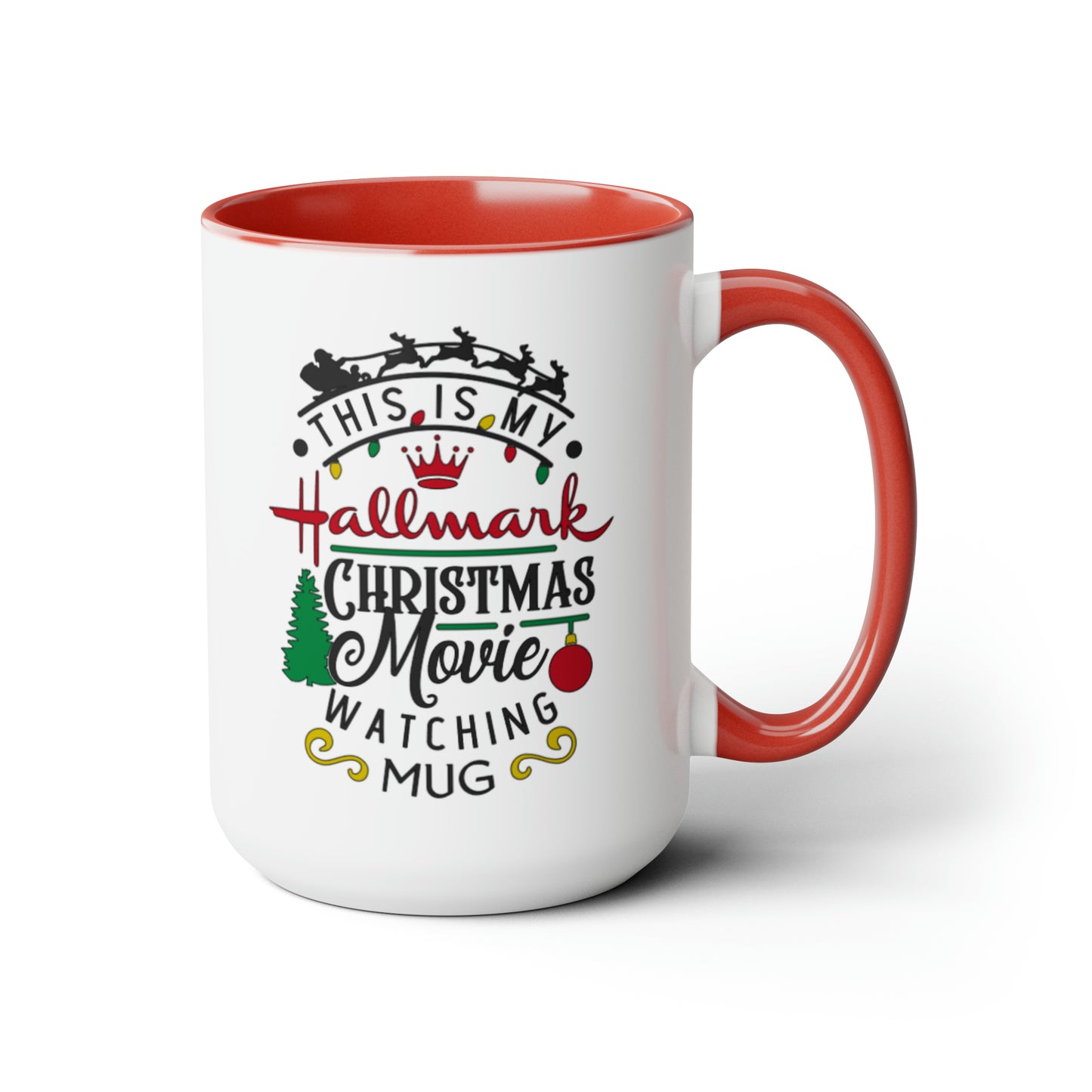 Red Two Toned Holiday Movie Watching Coffee Mug