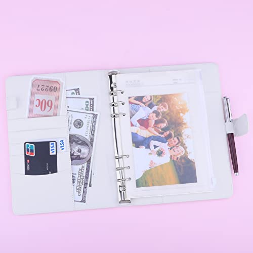 Antner A5 PU Leather Binder 6-Ring Notebook Binder Cover for A5 Filler Paper, Refillable A5 Personal Planner Budget Binder with Magnetic Buckle Closure, Yellow
