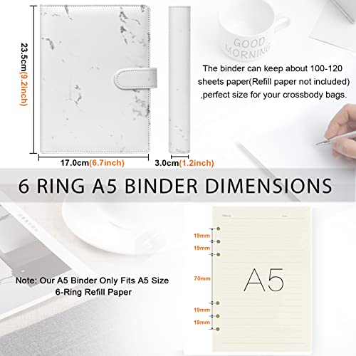 Toplive A5 Binder 6 Round Ring Binder Leather Budget Planner Notebook Cover for A5 Filler Paper Laser Pink with Magnetic Buckle Closure