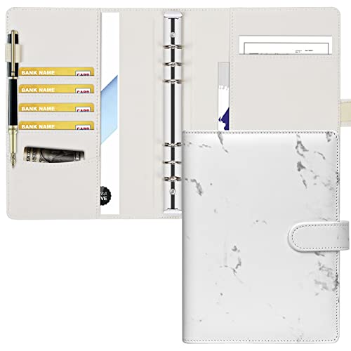 Toplive A5 Binder 6 Round Ring Binder Leather Budget Planner Notebook Cover for A5 Filler Paper Laser Pink with Magnetic Buckle Closure