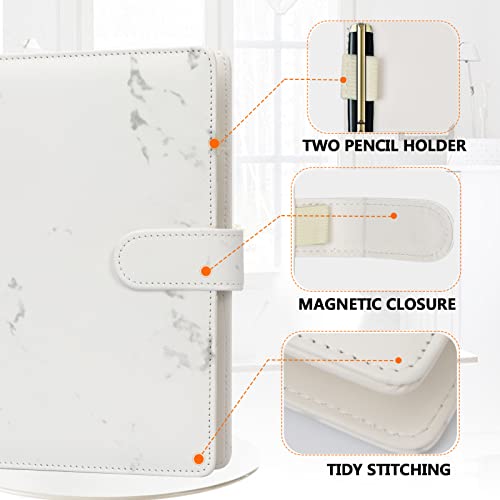 Toplive A5 Binder 6 Round Ring Binder Leather Budget Planner Notebook Cover for A5 Filler Paper Laser Pink with Magnetic Buckle Closure