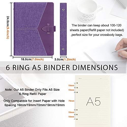 Toplive A5 Binder 6 Round Ring Binder Leather Budget Planner Notebook Cover for A5 Filler Paper Laser Pink with Magnetic Buckle Closure