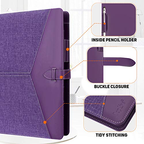 Toplive A5 Binder 6 Round Ring Binder Leather Budget Planner Notebook Cover for A5 Filler Paper Laser Pink with Magnetic Buckle Closure