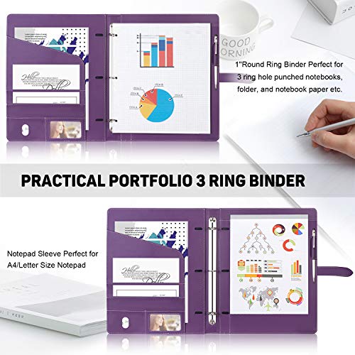 Toplive A5 Binder 6 Round Ring Binder Leather Budget Planner Notebook Cover for A5 Filler Paper Laser Pink with Magnetic Buckle Closure