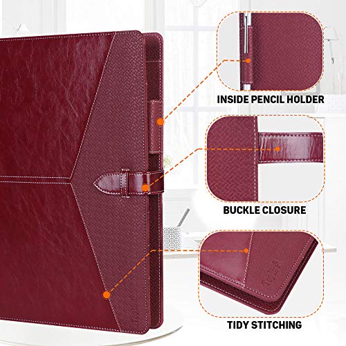 Toplive A5 Binder 6 Round Ring Binder Leather Budget Planner Notebook Cover for A5 Filler Paper Laser Pink with Magnetic Buckle Closure