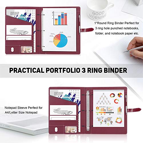 Toplive A5 Binder 6 Round Ring Binder Leather Budget Planner Notebook Cover for A5 Filler Paper Laser Pink with Magnetic Buckle Closure
